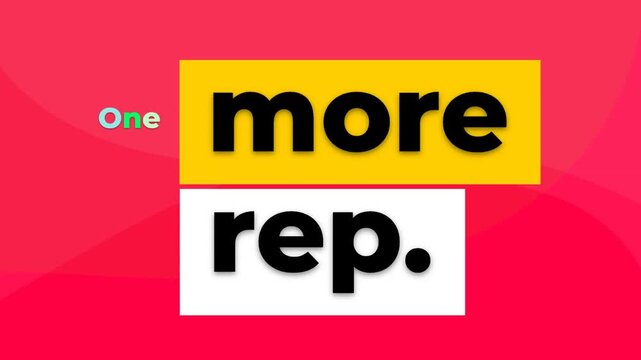 Animated One more rep gym motivation quote appears on a vibrant red background Lifestyle concept