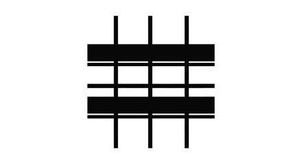 A simple bold graphic representation of a grid pattern composed of dark shapes creating a striking silhouette © Ajahar