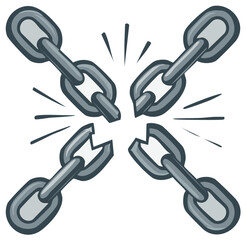 Conceptual illustration of breaking chains symbolizing freedom, liberation, and overcoming barriers.