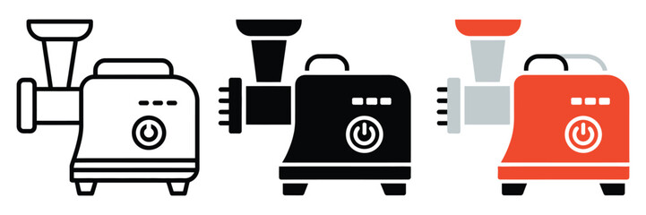 Meat grinder line icon representing kitchen and utensil concept, chopper sign vector graphics with minimal linear pattern on a white background for culinary branding, cooking tutorials and  © Cynthia R. King