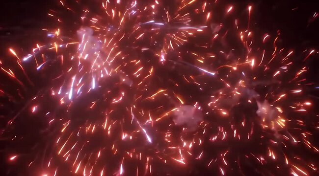 A vibrant display of fiery embers and sparks against a dark background