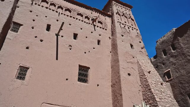 Traditional mudbrick kasbah architecture in Ait Benhaddou, Morocco