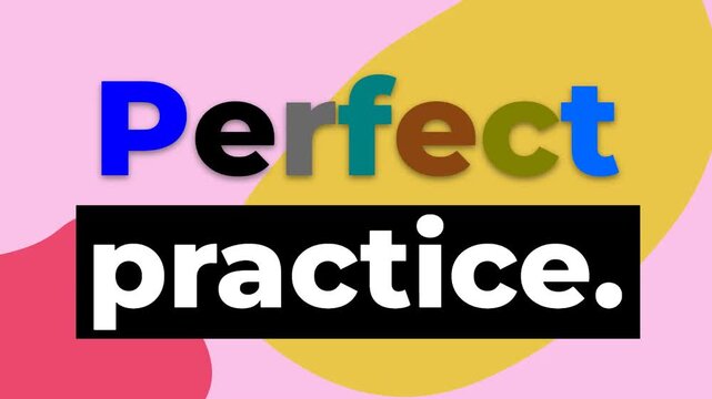 Abstract background with animated text Perfect practice A strong gym motivation quote for dedication