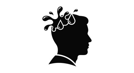 A striking black profile of a man s head adorned with flowing abstract shapes a creative silhouette high quality © Ajahar
