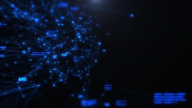 Digital technology data network visual collection rotation in cyberspace 4K motion background