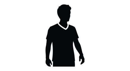 A striking black silhouette depicts a casually dressed man facing forward showcasing a modern artistic style silhouette © Ajahar