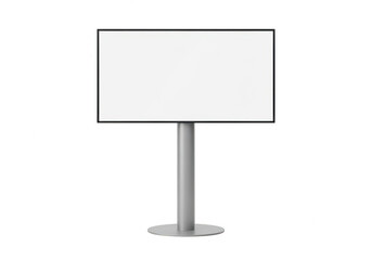Modern television set mounted on a sleek floor stand in a minimalist living room. isolated on transparent background