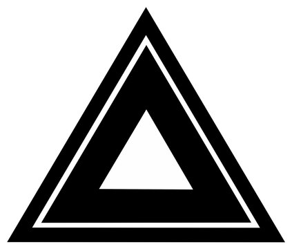 Black and white concentric triangles symbol abstract geometric shape