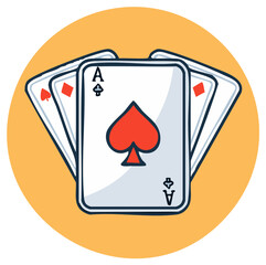 Obraz premium Hand Drawn Cartoon Illustration of Fanned Playing Cards with Ace of Spades