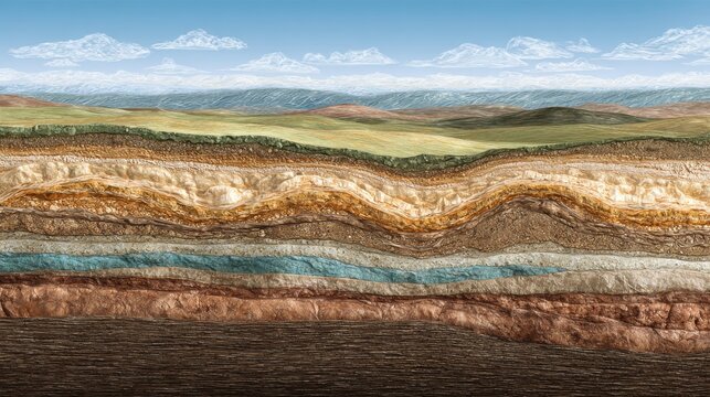 Geological cross section showing earth layers