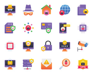 Gradient color icons set for Cyber security