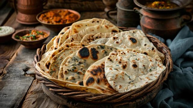 A delicious selection of freshly baked Indian flatbreads