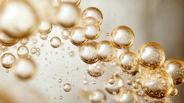 Bubbles move upward and create patterns in a golden drink, showing a lively interaction during an enjoyable gathering