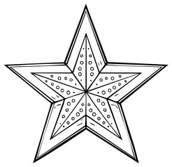 Obraz premium Hand Drawn Star Shape with Geometric Pattern and Outline in Black and White