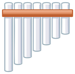 Fototapeta premium Stylized Pan Flute Musical Instrument With Seven Tubes and Wooden Bar