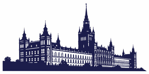 A grand and imposing castle with multiple towers and spires © Mamun