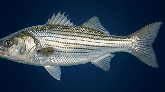 Striped Bass Swimming in Water
