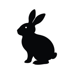 Fototapeta premium easter bunny silhouette silhouette vector illustration, Cute black and white rabbit sitting silhouette vector illustration for kids