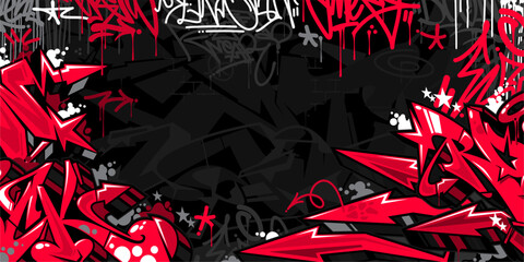 Dark Abstract Flat Urban Street Art Graffiti Style Vector Illustration Template Background Art