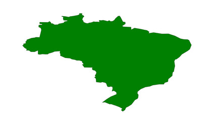 Obraz premium Brazil country map outline green isolated on white background vector illustration