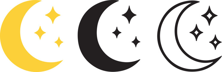 Moon Phases Crescent Icons Set © MOBAROK