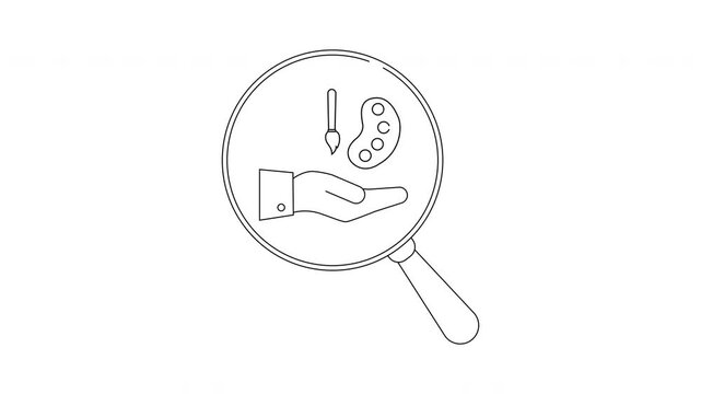 Artistic Talent Search - Magnifying Glass on Hand with Palette.