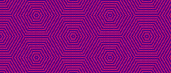 Vibrant pink and purple geometric hexagon pattern background with bold optical illusion effect