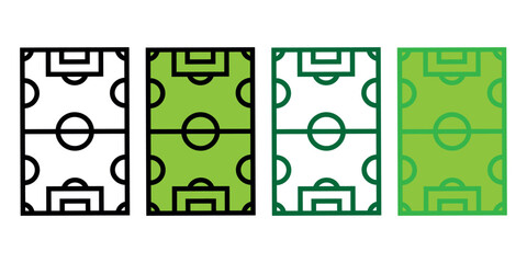 Minimalist soccer field icons set with green and white design flat vector illustration © MdRakinMahtab