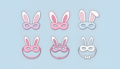 Obraz premium Bunny ears mask icon set 
