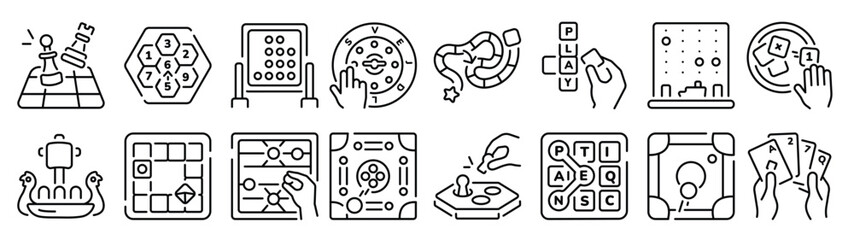collection of board games line style icons  © Docms