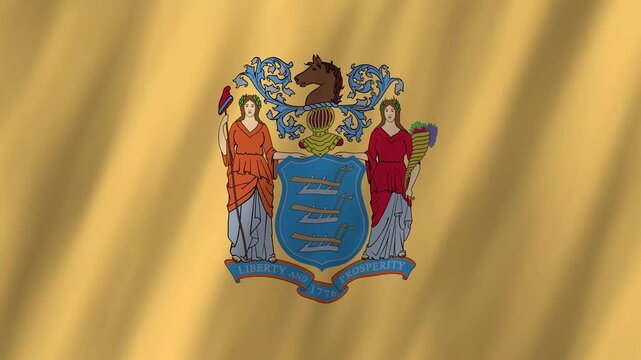 New Jersey State Flag Waving, Garden State 4K Animation