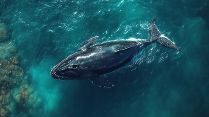 Fototapeta premium Brazil’s South Atlantic waters are home to the Eubalaena australis, a large marine mammal known as the right whale