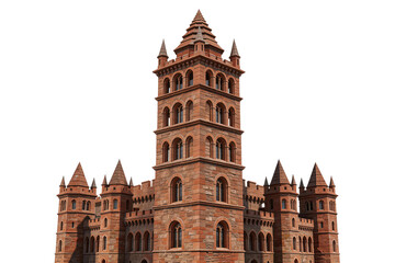 Obraz premium Medieval Red Brick Castle Tower with Spires