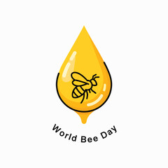 Bee on Honey Drop Illustration.