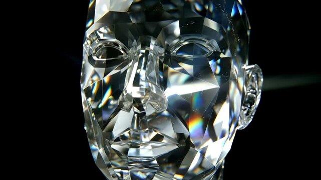 Abstract crystal diamond face refracting rainbow light beam geometric polygon structure surreal luxury gem jewel optical physics bright reflection