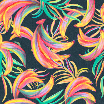 Watercolor Seamless Pattern colorful fancy bananas