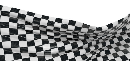 Obraz premium Black and white racing flag waving in the wind. Victory concept. Finish line.