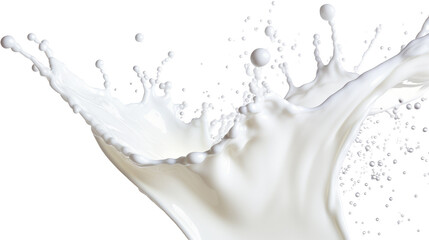 A splash of milk against a black background on transparent background