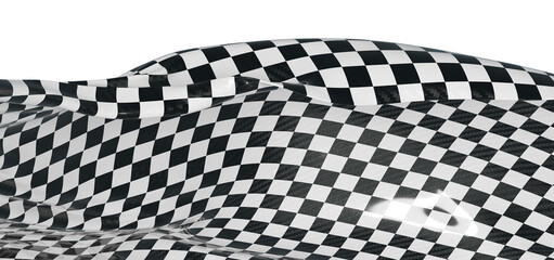 Obraz premium Dynamic wave-like abstract pattern in black and white checkered design. Perfect for racing, speed, and victory. Ideal fo