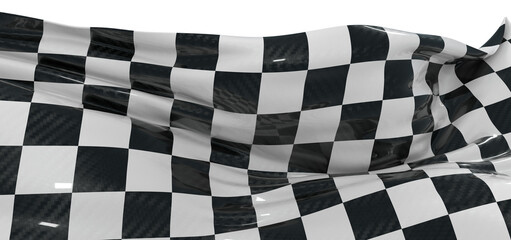 Obraz premium Close-up of a checkered flag waving in the wind. Symbol of racing competition, speed, and victory. Perfect for racing-re