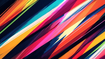 bold abstract background with sharp geometric lines, multicolor angular streaks crossing diagonally, high saturation tones, energetic modern pattern