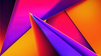 bold abstract triangular shapes overlapping, intense neon colors, sharp geometric lines, dynamic angular composition, futuristic graphic design, high