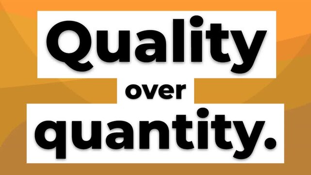 Text animation reveals Quality over quantity Modern gym motivation quote for business fitness lifestyle concepts