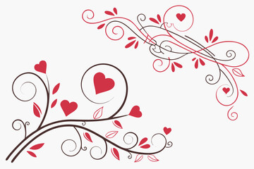 A delicate floral design with hearts and leaves