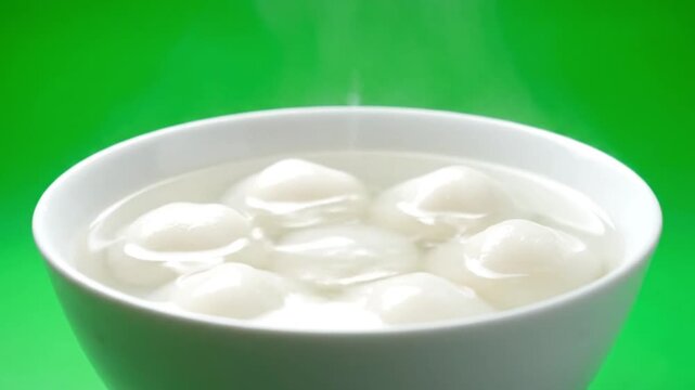 Delicious Rasgulla Dessert in a White Bowl with Syrup.