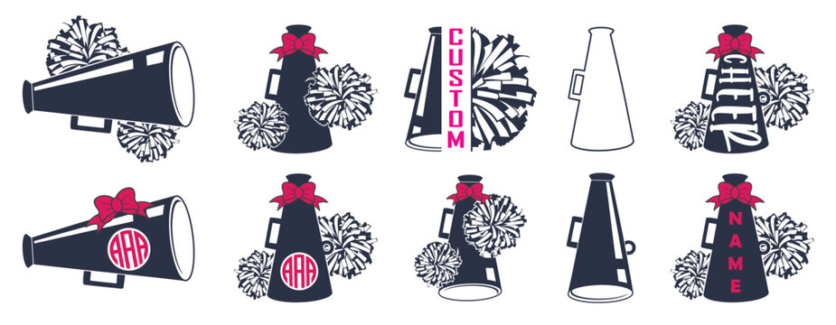 cheerleader pom and megaphone megaphone monogram pom poms