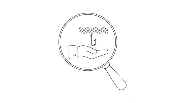 Fishing Hook Under Magnifying Glass - Conceptual Illustration.