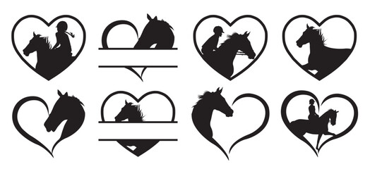 horse heart horse split name frame horse monogram cut  © Bisk