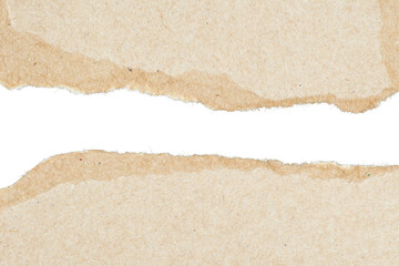 【透過背景】破いた茶色のクラフト紙のテクスチャ。デザイン用切り抜き素材