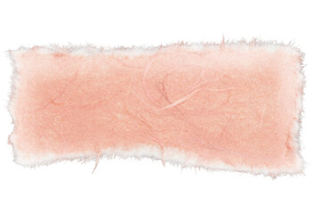 【透過背景】破いたピンク色の和紙のテクスチャ。繊細な毛羽立ちが美しい和紙の切り抜き素材